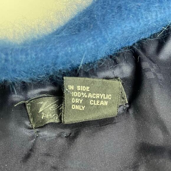 Venesha High Quality Angora Blend Vintage Cardigan Medium Blue Open Front - Picture 6 of 14